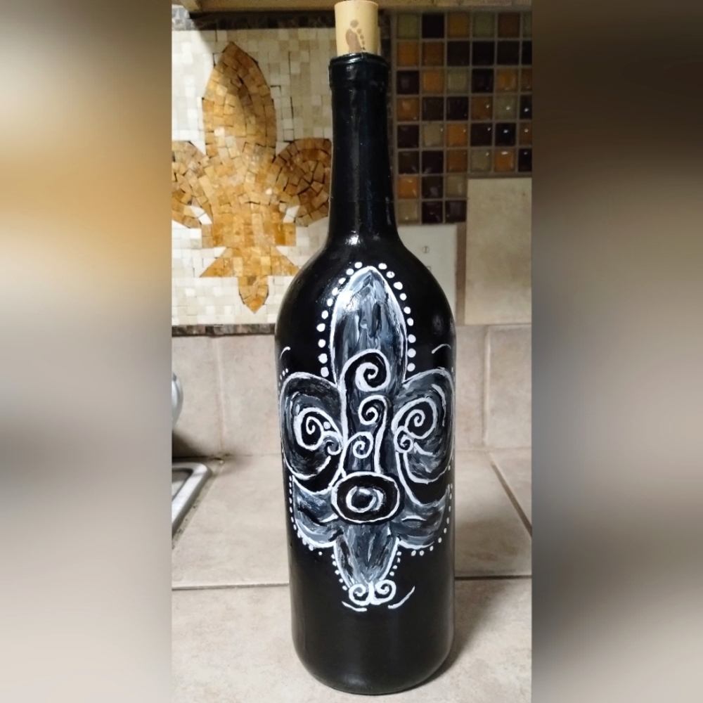Hand painted wine bottle
